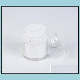 New 30G White Simple Airless Cosmetic Bottle 50G Acrylic Vacuum Cream Jar Cosmetics Pump Lotion Container Sn Homefavor