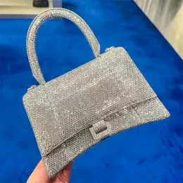 Borsa di design Borsa a clessidra con strass intarsiato con diamanti Borsa a tracolla di lusso in pelle luccicante moda borsa a tracolla con pochette a catena Portafogli Borsa da sera da uomo