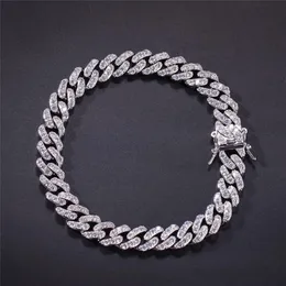 Hip Hop Micro Pave Cubic Zircon Cube Stones Cuban Chain Bracelet Gold Silver Color 8mm 7inches 8inches210d