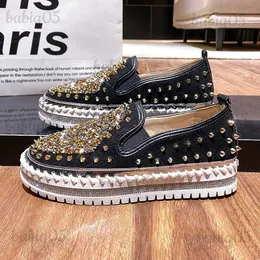 Dress Shoes Platform Loafers Woman Flats Luxury Shoes Bling Rhinestones Sewing Trendyol Slip-on Barefoot Women Casual Naked Girls Real T231117