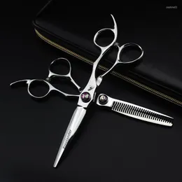 Japão original de 6,0 polegadas de tesoura de 6,0 polegadas Barbeiro de cabeleireiro profissional 440C Corte de cabelo Rainning Clippe