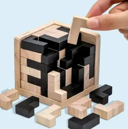 Puzzles 3D Cube Puzzle Luban Interlocking Creative Educational Wooden Toy Brain IQ Mind Early Learning Game Gift For Children Letter 54T 231116