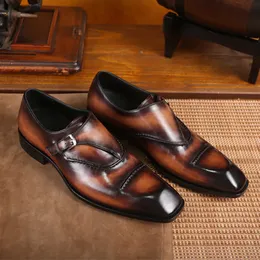 Hochwertige Herren Berluti High -End -echte Leder -Mengke -Schuhe sind handgefertigt und handgemalt mit einer großen Skinsole