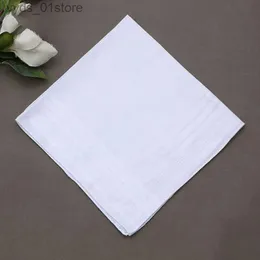 Handkerchiefs 3Pcs Men Women 100% Cotton Handkerchiefs White Color Classic Hankies Jacquard Striped Pocket Square Towel DIY PaintingL231117