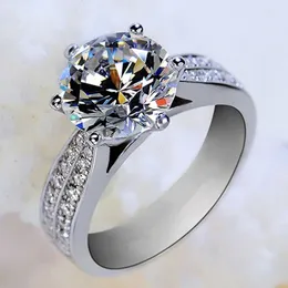 Solitaire Ring Aksesuarları Kadınlar Romantik Altı Klaw büyük boy zirkon Yüzük Nişan Sevgililer Günü Hediye 231117