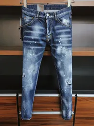 DSQ2 CoolGuy Jeans Herr Jeans Hip Hop Rock Moto Design Ripped DSQ2 Jean Distressed Skinny Denim DSQ Jeans Blue 810