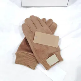 Vinterdesigner handskar lyxläder fem fingrar handskar kvinnor kort fleece förtjockad handskar vintage trendig solid enkla skyddande män handskar gåva ee