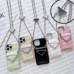 iPhone 15のウォレット電話ケースデザイナーのiPhoneケースApple 14 Pro Max 13 12 11 Case Luxury Crossbody Leather Card Holder Brand Priangle Pモバイルカバー