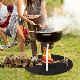 Tapis d'extérieur Tapis de protection rond pour barbecue Tapis de gril ignifuge Protecteur de sol contre les éclaboussures de graisse pour cheminée Camping MC889