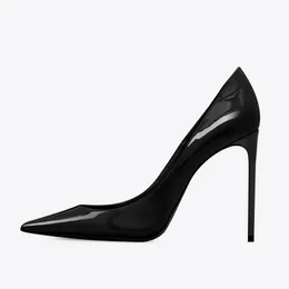 Fashion Sexy Women Sandals Pump Trendy ZOE 105 mm Pumps In Matte Patent Leather Italy Hot Popular Black Pointed Toe Designer Wedding Party Sandal High Heels Box EU 35-43