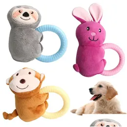 Dog Toys & Chews Cute Cartoon Pig Plush Pets Dog Toys Molar Bite-Resistant Chew Toy Squeeze Squeaky Sound Funny Interactive Dogs Suppl Dhhwt