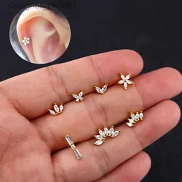 Stud Small Earrings Korea Helix Piercing Stud Earrings Rhinestones Copper Clover Earrings Set For Women Jewelry-accessories For GirlsL231117