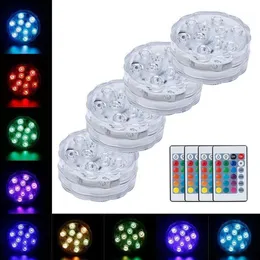 Lampada a LED RGB telecomandata Luci per piscina impermeabili IP68 Luce sommergibile Giocattolo Piscina subacquea Decorazione per feste in giardino1275P