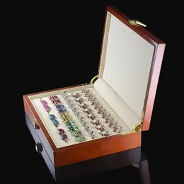 Smyckeslådor Deluxe Piano Painted Wood Cufflink Box Ring Studörhängen visar högkvalitativ lagring 24 5 5 18cm 231117