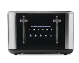 Кухонная хлебопечка Farberware с сенсорным экраном, тостер на 4 ломтика, нержавеющая сталь и черный автомат для завтрака 231116