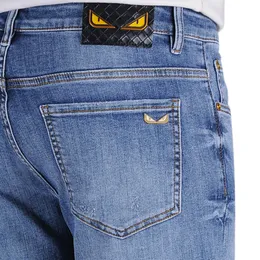 Męskie dżinsy wiosenne lato cienki dżins Slim Fit European American High-end marka małe proste spodnie JH2011-5