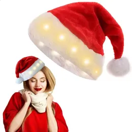 Beanieskull Caps Led Christmas Hat Light Up Xmas Beanie Cap Unisex Winter Sweater with Lights Party 의상 액세서리 홈 231116