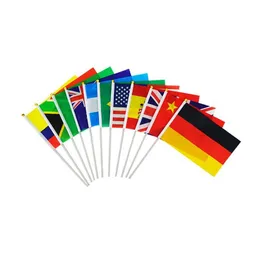 Banner Flags Hand Flags Of The Country World With Poles Word Cup 32 Countries Small Bandeir Team Banderas For Football Club Soccer Fan Dhqys