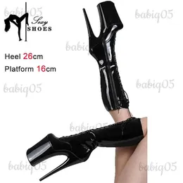 Boots Sexy Pole Dance Mid-Calf Tube Boots Black 10 Inch Stripper Heels Pumps Nightclub Women's Platform Long Fetish Shoes Size 35-43 T231117