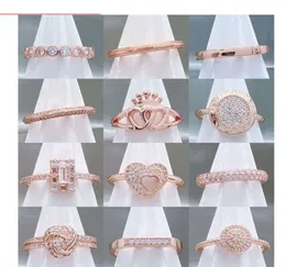 925 سيلفر نساء Fit Pandoras Ring Weimei Pan 925 Silver Same Style Rose Gold Ring with interwoven Heart Crown متداخلة خاتم ذيل مطابقة