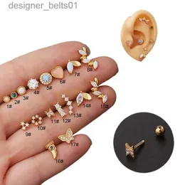 Stud 1 pieza Pendientes con perforación de oreja en forma de corazón para mujer Joyería de moda Pendientes de tuerca con alas de mariposa de acero inoxidable para el día de la madre L231117