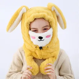 Winter Kids long rabbit ear hat Children Plush Thicken warm Ears Muff Boys Girls mask trapper hats A5312294A