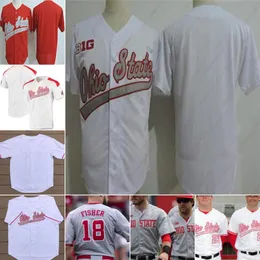 Ohio State Buckeyes Boş Beyzbol Koleji Gri Beyaz Kırmızı Formalar Tüm Dikişli Jersey Brady Kiraz Noah Batı Noah McGowan Garrett Burhenn Connor Curlis