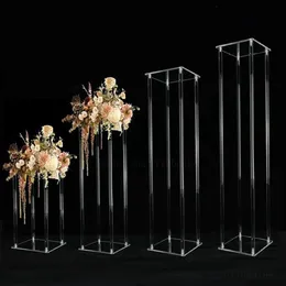 Party Decoration 4st Acrylic Floor Vase Clear Flower Table Centerpiece Marriage Modern Vintage Floral Stand Column Wedding Decor243D