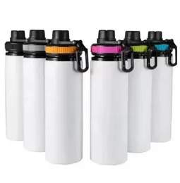 600 ml de sublimação de 20 ml em branco garrafas de água branca cantor camada de alumínio Tumbllers bebendo canecas esportivas ao ar livre bebendo xícaras com tampas em 6 cores FY5166