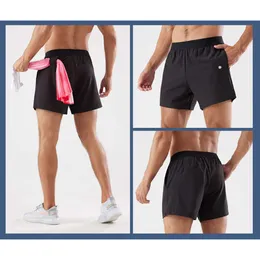 Män Lulus Yoga Sports Shorts Outdoor Fitness Quick Dry Solid Color Casual Running Quarter Pant Man High Quality Luluslemenss Wholesale Lulusgood