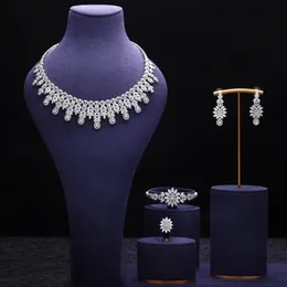 Düğün Mücevher Seti Ustasız 4piece Gelin Zirkonya Tam Set Partisi Lüks Dubai Nijerya Cz Crystal 231116