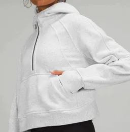 1lulemen-08 Scuba Hoodies Kadın Spor Yarım Zip Ceket Fırçalanmış Açık Hava Gym Ceket Sweatshirts 6325ess
