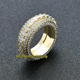 Eternity Europäischer und amerikanischer Stil, fünfreihiger drehbarer Ring mit CZ-Diamanteneinlage voller Diamanten, Herrenring Hip Hop Hipster Rota230k