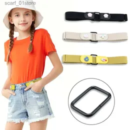 Belts Children's Lazy Belt New Fashion Cartoon DIY Plaid Elastic Canvas Belts for Kids Versatile Invisible Seamless Jeans WaistbandL231117