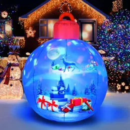 Christmas Decorations Inflatable Balls Blow Ups Ornament Blue Ball with Santa Gift Designed Pattern Indoor Outdoor Toy 231116