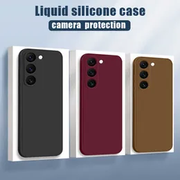 Luxe Vloeibare Siliconen Case Voor Samsung Galaxy S23 S22 Ultra S21 S20 FE PLUS A52 A53 5G Coque à prova de choques Soft Toupa
