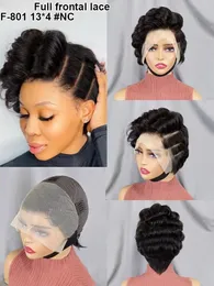 Short Pixie Cut Human Hair 13x4 Lace Frontal Wigs Glueless Short Bob Wig Pre Plucked With Natural Hairline