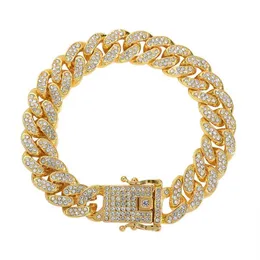 Explosiv full diamant hiphop kedjor män kvinnor kubanska armband smycken mode kubansk halsband286a