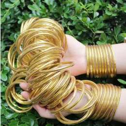 15 Braccialetti Rigidi In Silicone Glitterato Con Fiocco - Set Da Festa Per Ragazze, Diametro 6.5 Cm, Oro E Argento