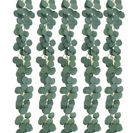 Andra evenemangsfestleveranser Party Joy 5pcs 1 8m Artificial Eucalyptus Garland Greenery Vines Faux Silver Dollar Strands Wedding Decor 230414