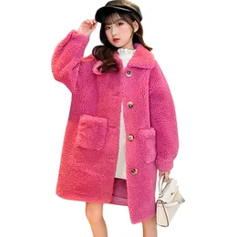 Cappotto Cappotto di pelliccia da ragazza cappotto da ragazza spesso e caldo grembiule di cotone giacca da ragazza abbigliamento invernale e autunnale per bambini 6 8 10 12 14 231117