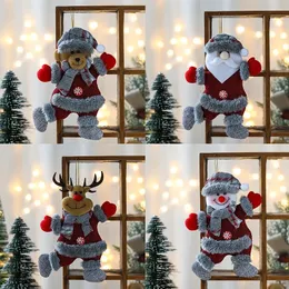 Décorations de Noël 4 pièces/ensemble père noël/bonhomme de neige/élan/petit ours poupée de noël ornements fenêtre bureau décoration d'arbre de noël 231117