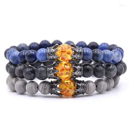 Charm Bracelets HYHONEY Trendy Natural Stone Pave CZ Double Crown Charms Armband For MenWomen Men Jewelry Pulseira Hombres