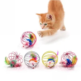 Kedi oyuncaklar interaktif fare kafesi kedi oyuncakları plastik yapay colorf teaser oyuncak evcil hayvanlar Aksesuarlar Damla Teslimat Ev Bahçesi Pet S DHYJ5