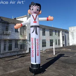 3 meter hög uppblåsbar reklam Taekwondo Boy Character Air Dancer One Leg Skydancer för marknadsföring