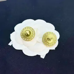 Luxury Brand Designer F Letter Stud Geometry Famous Women's Round Crystal Rhinestone Pearl Earrings Wedding Party Earrings