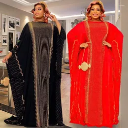 Etniska kläder Afrikanska klänningar för kvinnor Chiffon Diamonds Caftan Dress 2023 Traditionell Lady Abaya Boubou Robe Clothes