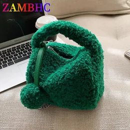 Torby wieczorowe pluszowe futro mini mini torba na lambowola zimowa moda na fryzurę damską torebkę małe pudełko na ramię Crossbody Bag krótki uchwyt SAC 231116