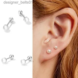 WOSTU Orecchini in argento sterling 925 con perle minime Dimensioni 3MM 4MM Vite Piccoli orecchini per le donne Gioielli in argento 925 CTE630L231117