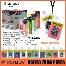 Atacado Tastefog Astro 7000 baforadas caneta vape descartável 2% 16ml recarregável e-cigarro vapes descartáveis